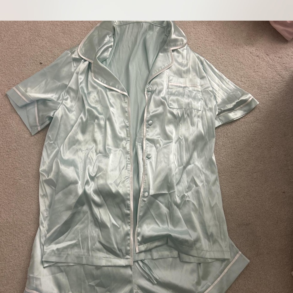 Silky Pajama Set in Light Blue